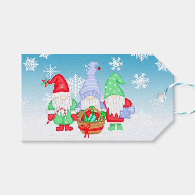 Festive Christmas Gnomes To and From Gift Tag (Front (Horizontal))
