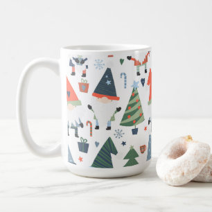 Festive Christmas Gnomes Trees Candy Canes Coffee Mug