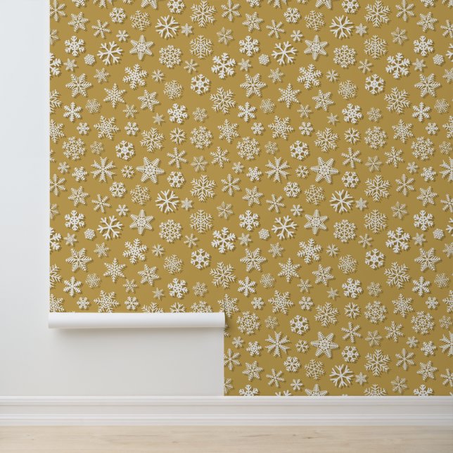 Festive Christmas gold white snowflake pattern  Wallpaper (Application)