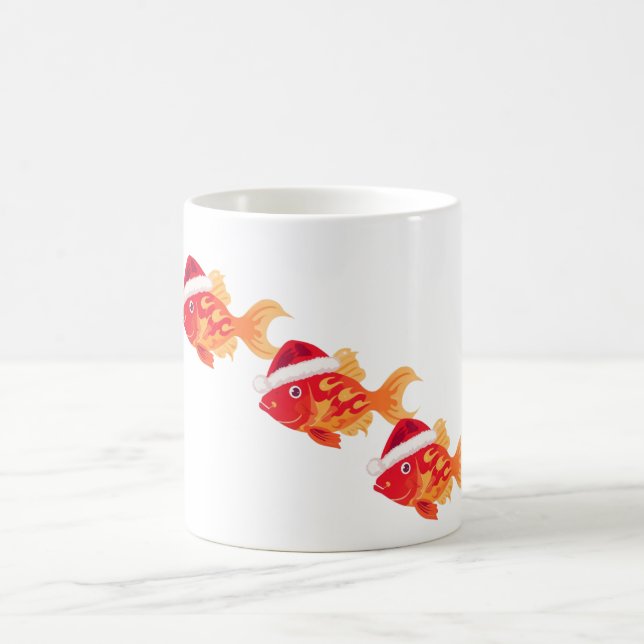Festive Christmas Goldfish – Cute Holiday Fish Coffee Mug (Center)