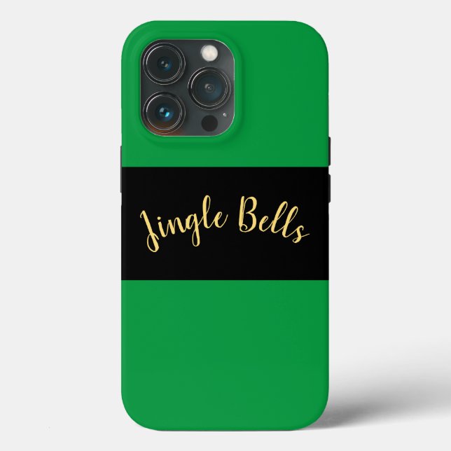 Festive Christmas Green Banded Jingle Bells Text  Case-Mate iPhone Case (Back)
