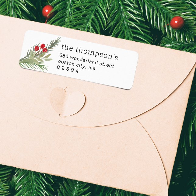 Festive Christmas Greenery Photo Address (Festive Christmas Greenery Photo Address Label)