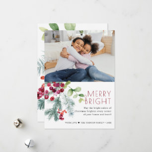 Festive Christmas Greenery Photo Holiday Card