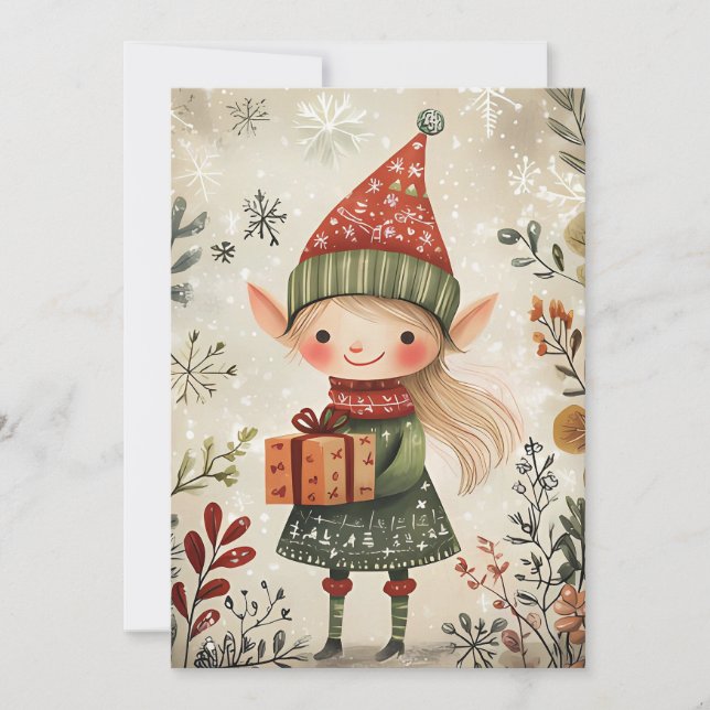 Festive Christmas Greeting Card Christmas Gnome (Front)
