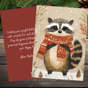 Festive Christmas Greeting Card Racoon