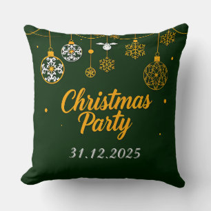 Festive Christmas Greeting Card with Decorations Cushion