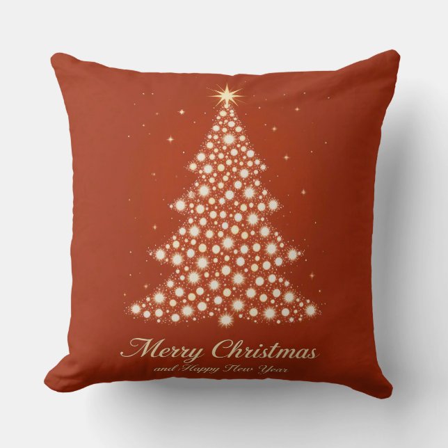 Festive Christmas Greeting Card with Decorations Cushion (Front)