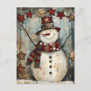 Festive Christmas Greeting with Snowman Postcard