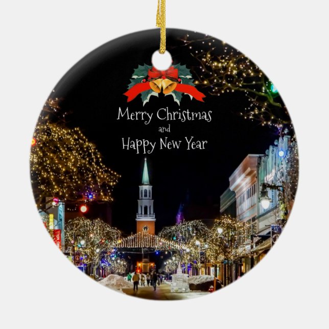 Festive Christmas Greetings, Ceramic Tree Decoration (Back)