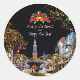 Festive Christmas Greetings Classic Round Sticker