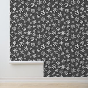 Festive Christmas grey white snowflake pattern Wallpaper