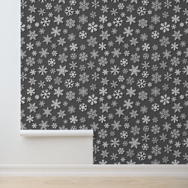 Festive Christmas grey white snowflake pattern  Wallpaper (Application)