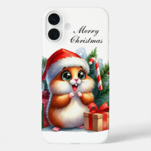 Festive Christmas Hamster customisable iPhone 16 Plus Case