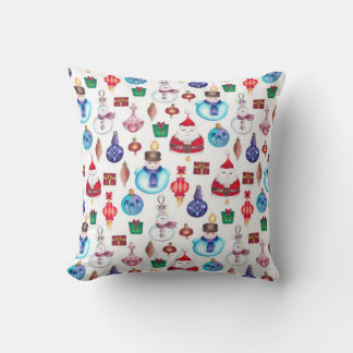 Festive Christmas Hand-Illustrated Holiday Pattern Cushion