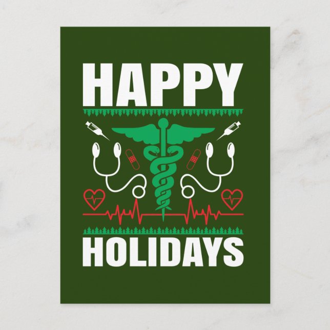 Festive Christmas Happy Holidays Nurse Holiday Postcard (Front)
