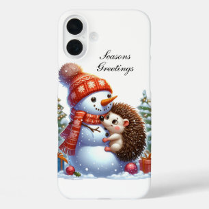 Festive Christmas Hedgehog customisable iPhone 16 Plus Case