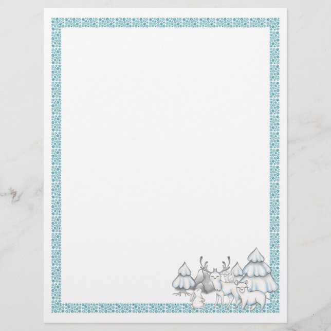 Festive Christmas Holiday animals Custom Letterhead (Front)