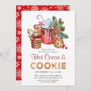 Festive Christmas Holiday Cookies & Cocoa Party Invitation
