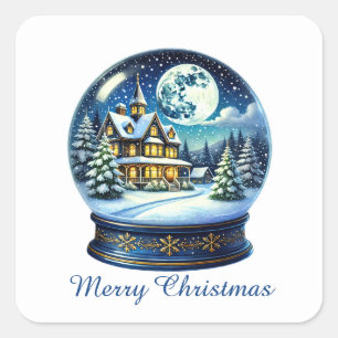 Festive Christmas Holiday customisable snow globe Square Sticker