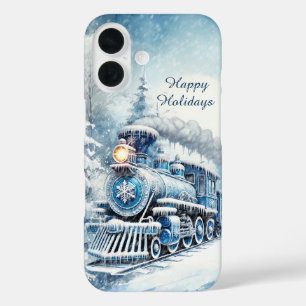 Festive Christmas Holiday customisable train  iPhone 16 Case