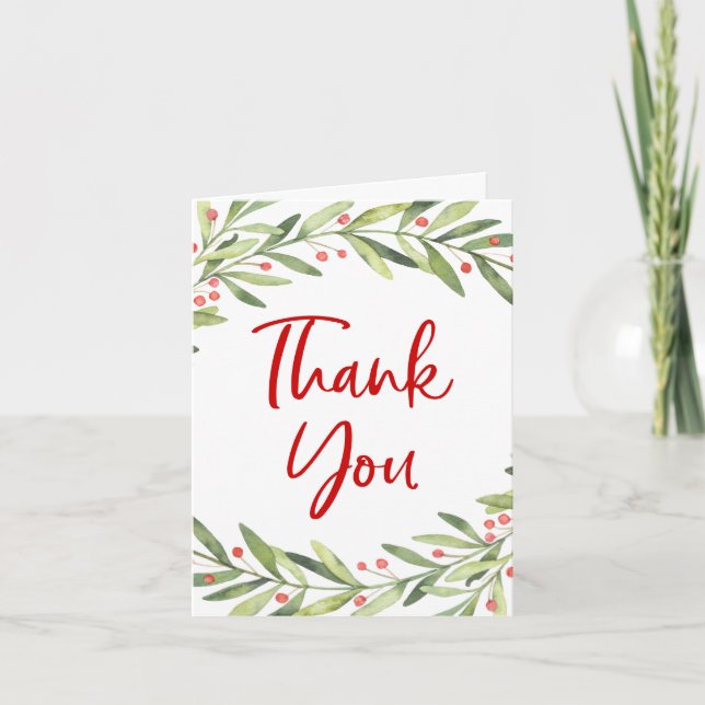 Festive Christmas Holiday Folded Thank You Card (Front)