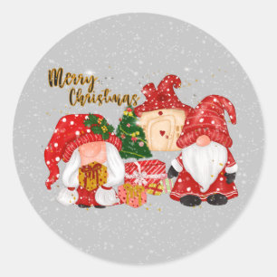 Festive Christmas Holiday gnome Classic Round Sticker