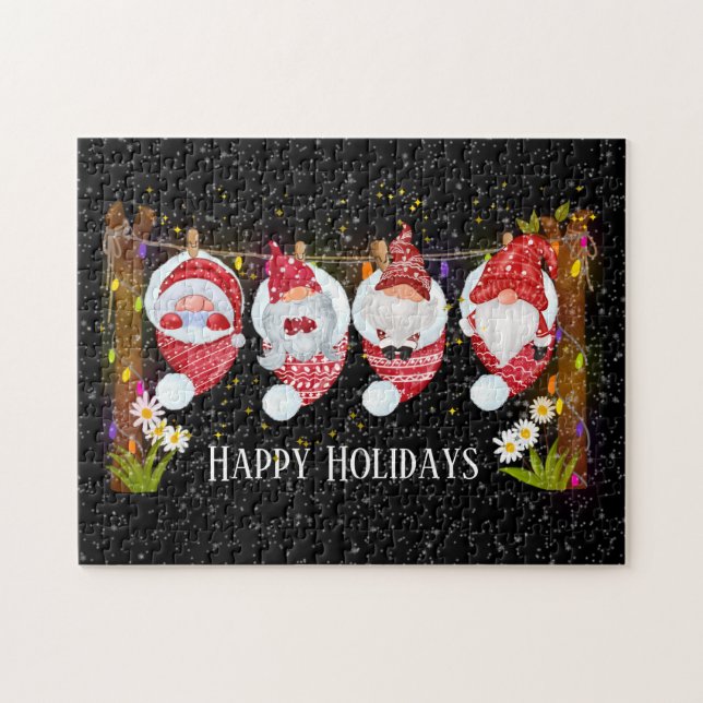 Festive Christmas Holiday gnomes jigsaw puzzle (Horizontal)