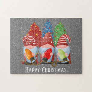 Festive Christmas Holiday gnomes jigsaw puzzle
