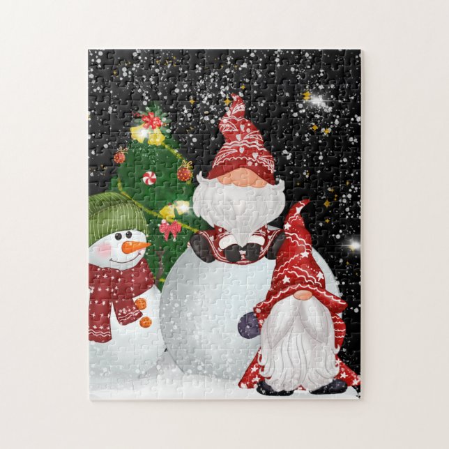 Festive Christmas Holiday gnomes jigsaw puzzle (Vertical)