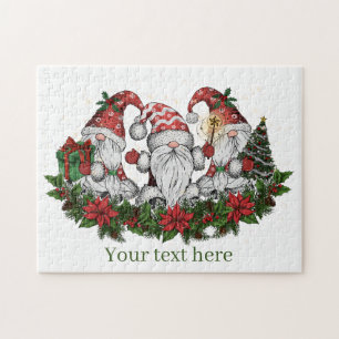 Festive Christmas Holiday gnomes Jigsaw Puzzle