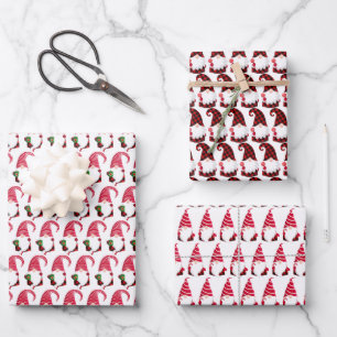 festive Christmas Holiday gnomes tiled Wrapping Paper Sheet