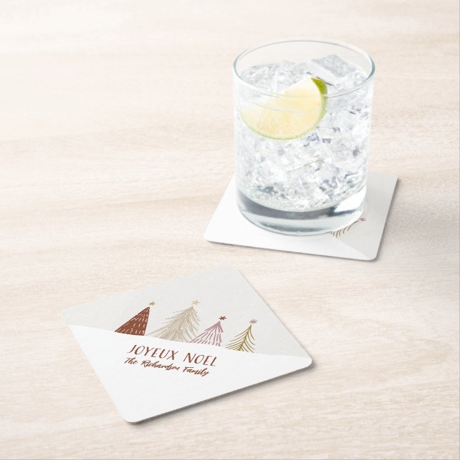 Festive Christmas Holiday Joyeux Noel Party Chic Paper Coaster (Insitu)