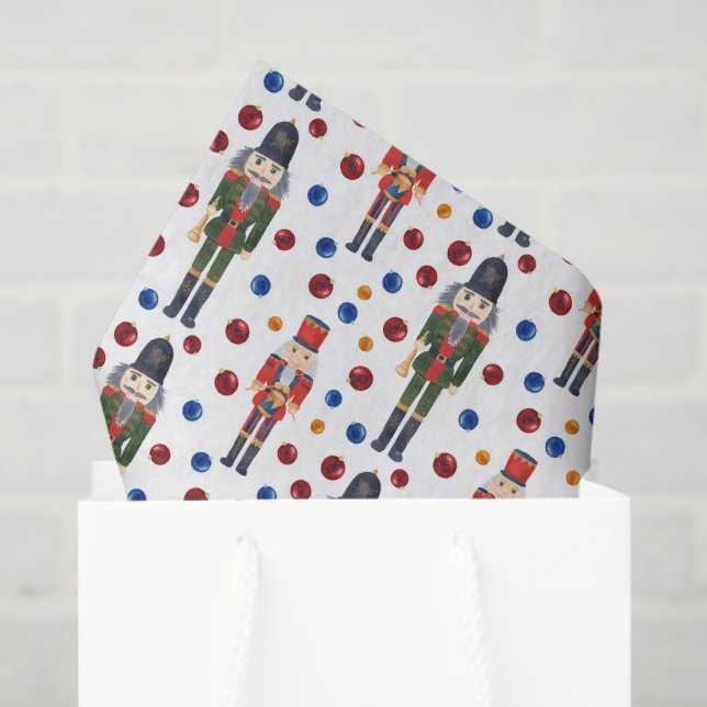 festive Christmas Holiday nutcracker tiled Tissue Paper (Gift Bag)