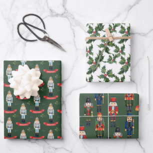 festive Christmas Holiday nutcracker tiled Wrapping Paper Sheet