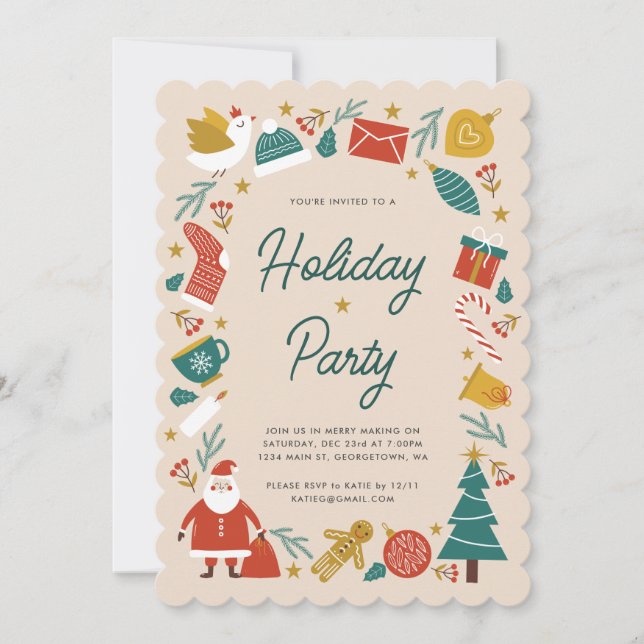 Festive Christmas Holiday Party Invitation (Front)