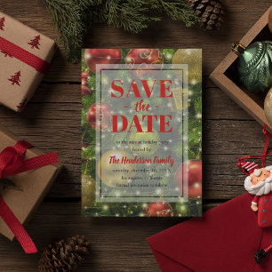 Festive Christmas   Holiday Party Save the Date Invitation Postcard