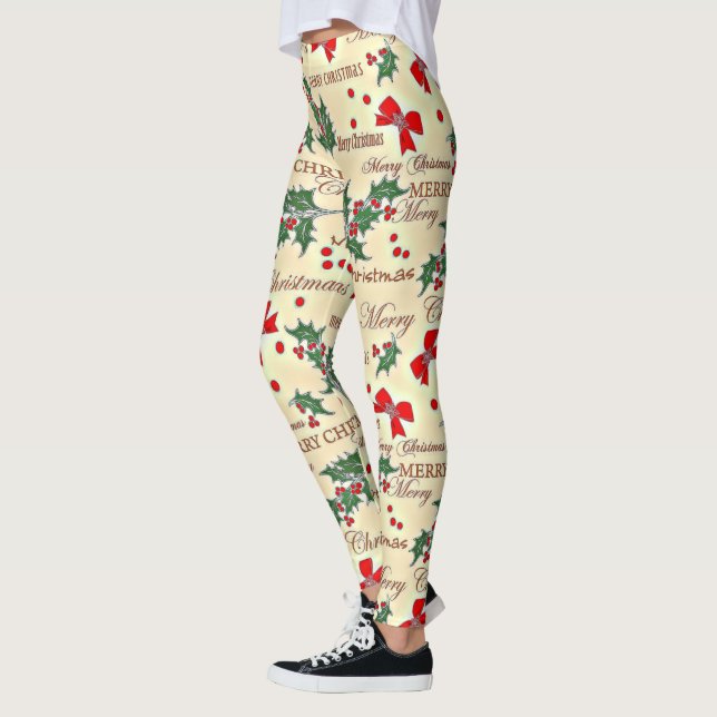 Festive Christmas holiday pattern Leggings (Left)
