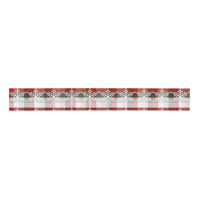 Festive Christmas | Holiday Plaid & Snowflake Desi Grosgrain Ribbon (Front)