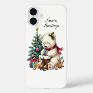 Festive Christmas Holiday polar bear customisable iPhone 16 Plus Case