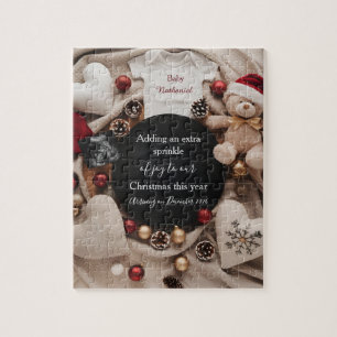 festive Christmas holiday Pregnancy Announcement Jigsaw Puzzle