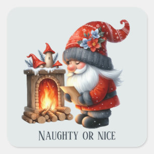 Festive Christmas Holiday Santa list add text Square Sticker