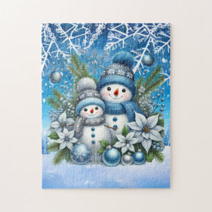 Festive Christmas Holiday snowman Jigsaw Puzzle