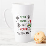 Festive Christmas Holiday Snowman  Latte Mug<br><div class="desc">Fun and Festive!  Christmas holiday mug features the Quote: Some People Are Worth Melting For in a modern photography with snowflakes and snowman adorned.  Message can be customised along with name of choice.  Great gift idea for the Christmas Season.</div>