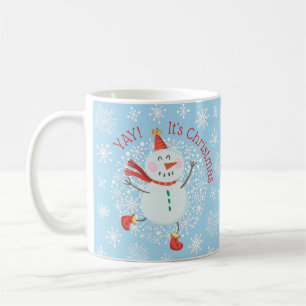 Festive Christmas Holiday Snowman Snowflakes Coffee Mug