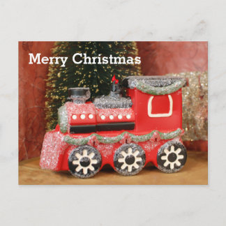 Festive Christmas Holiday Train Postcard