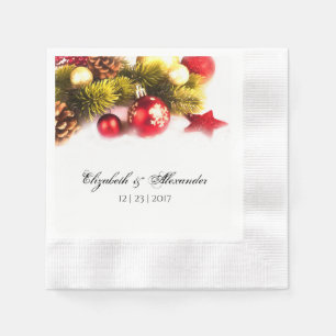 Festive Christmas Holiday Wedding Cocktail Napkins