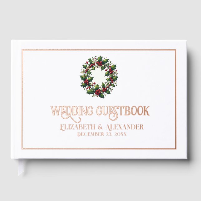 Festive Christmas Holiday Wedding  Guest Book (Front)