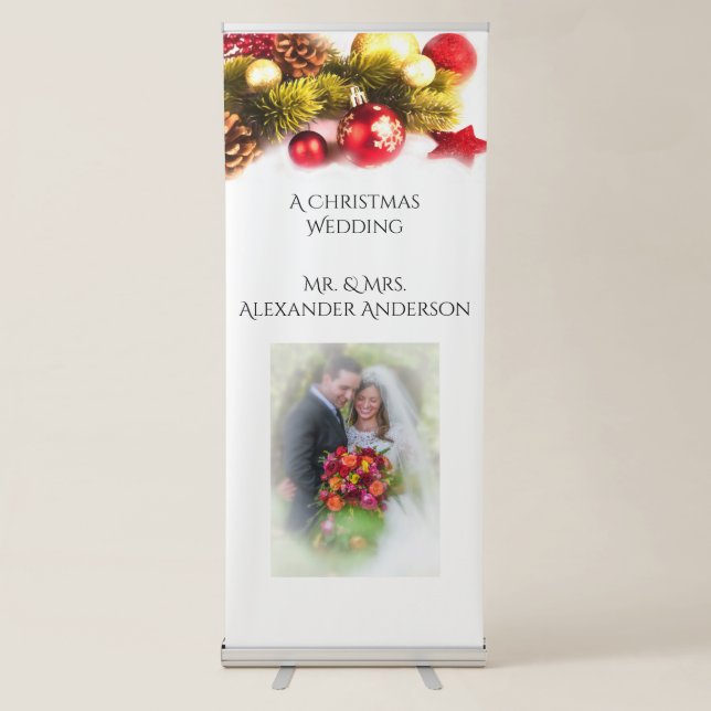 Festive Christmas Holiday Wedding Reception Banner (Front)