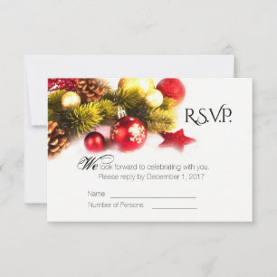 Festive Christmas Holiday Wedding RSVP Card