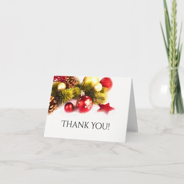 Festive Christmas Holiday Wedding Thank You Card (Front)